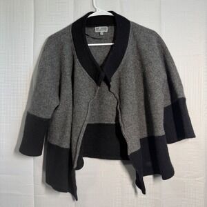 JM Collection  Wool Cropped Wrap Open Front  Poncho Style Cardigan 1X